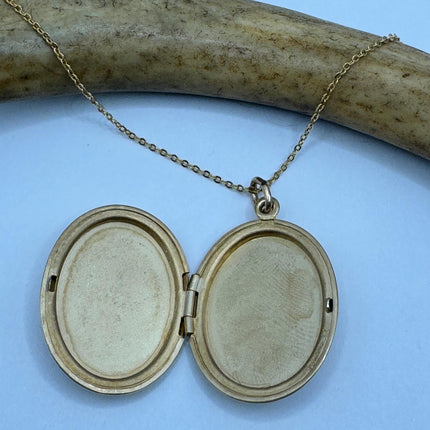 Vintage Gold Locket | Tiny 9k GF Pendant Photo Charm | Gold filled chain Necklace