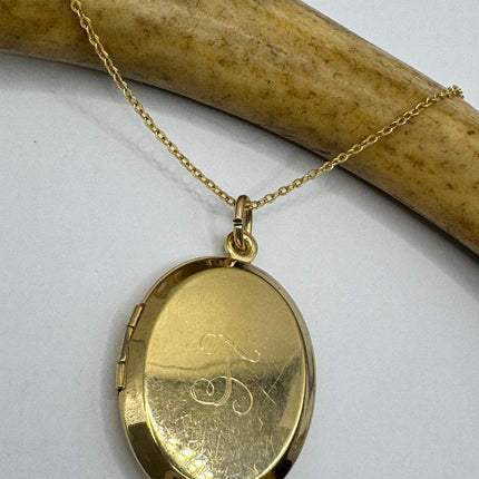 Vintage Gold Locket | Tiny 9k GF Pendant Photo Charm | Gold filled chain Necklace