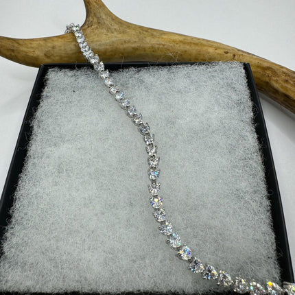 Vintage Silver Tennis Bracelet | Crystal Diamond Cubic Zirconia | 925 Sterling Silver