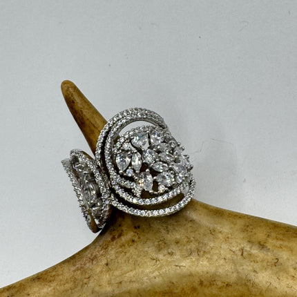 Vintage Crystal Stacking Eternity Promise Ring Engagement Wedding Band 925 Sterling Silver