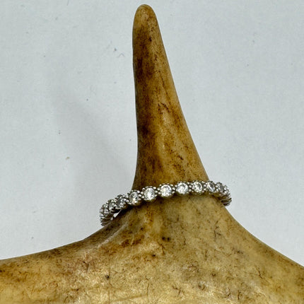 Vintage Crystal Stacking Eternity Promise Ring Engagement Wedding Band 925 Sterling Silver