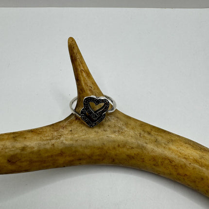 Vintage Marcasite Black Onyx Simple every day Cocktail Ring 925 Sterling Silver minimal Ring