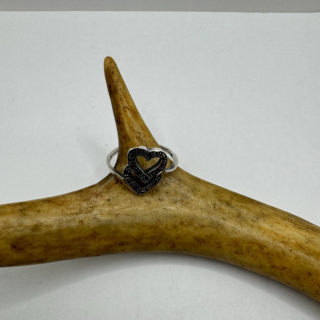 Vintage Marcasite Black Onyx Simple every day Cocktail Ring 925 Sterling Silver minimal Ring