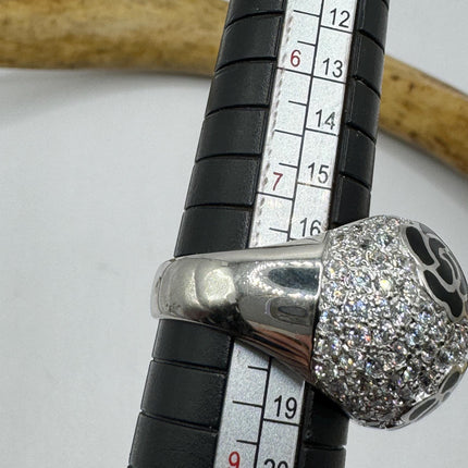 Vintage Cubic Zirconia Clear Crystal Diamond Cocktail | 925 Sterling Silver Antique Pave Set Wedding Promise Band Engagement Ring