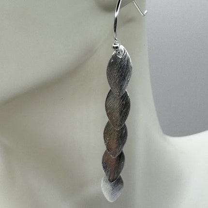 Vintage Leaf Deco 925 Sterling Silver Dangle Earrings Minimalist Simple Everyday Jewelry elegant bride accessories for wedding