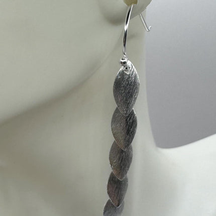 Vintage Leaf Deco 925 Sterling Silver Dangle Earrings Minimalist Simple Everyday Jewelry elegant bride accessories for wedding