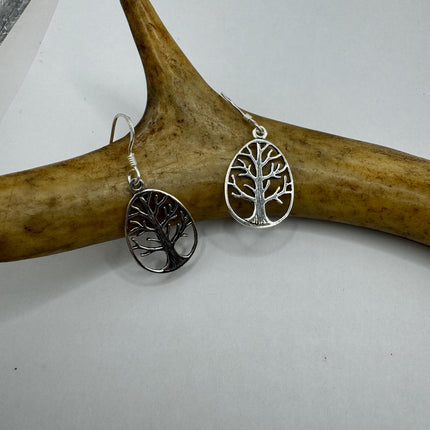 Vintage Tree of Life Deco 925 Sterling Silver Dangle Earrings Minimalist Simple Everyday Jewelry elegant bride accessories for wedding