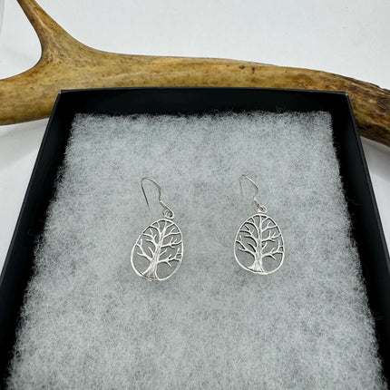 Vintage Tree of Life Deco 925 Sterling Silver Dangle Earrings Minimalist Simple Everyday Jewelry elegant bride accessories for wedding