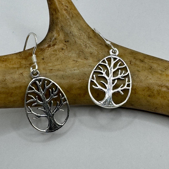 Vintage Tree of Life Deco 925 Sterling Silver Dangle Earrings Minimalist Simple Everyday Jewelry elegant bride accessories for wedding