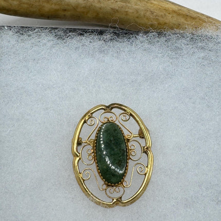 vintage lucky green Jade Brooch Pin gold filled Black velvet choker small, simple every day minimal