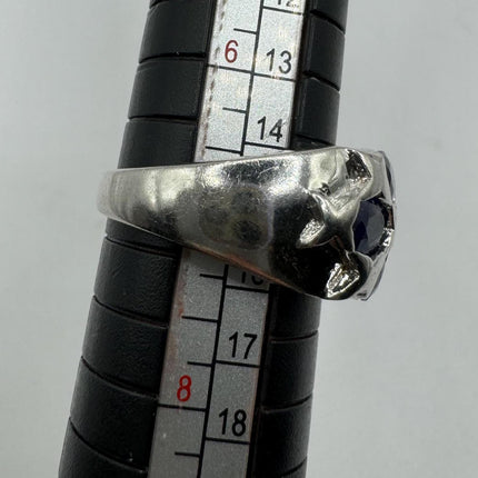 Vintage Silver Ring | Blue Sapphire Boho Cocktail | 925 Sterling Silver Something Blue Wedding Band Engagement Ring