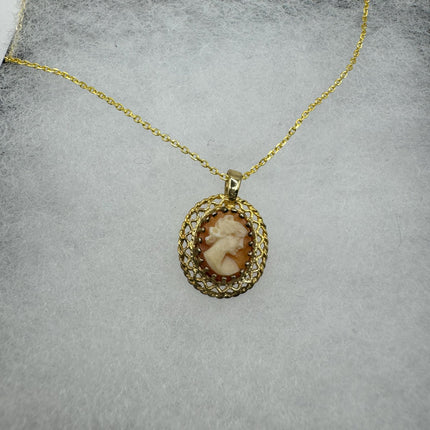 Vintage Cameo Gold Pendant Necklace | 12k GF Tiny Minimal Heart Love Delicate Gold Chain | Everyday Stacking Wedding Prom Jewelry