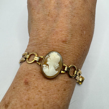 Vintage 14k Gold Filled Cameo Stacking Bracelet - Elegant Jewelry