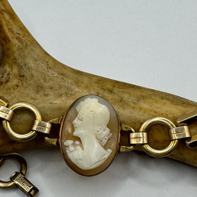 Vintage 14k Gold Filled Cameo Stacking Bracelet - Elegant Jewelry