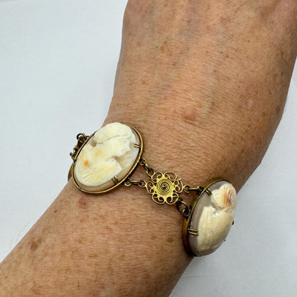 Vintage 14k Gold Filled Cameo Stacking Bracelet - Elegant Jewelry