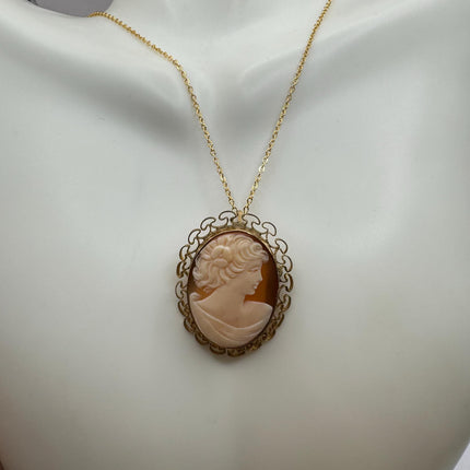 Vintage Cameo Gold Pendant Necklace | 12k GF Tiny Minimal Heart Love Delicate Gold Chain | Everyday Stacking Wedding Prom Jewelry