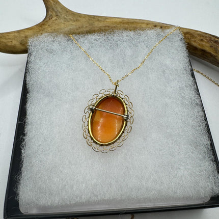 Vintage Cameo Gold Pendant Necklace | 12k GF Tiny Minimal Heart Love Delicate Gold Chain | Everyday Stacking Wedding Prom Jewelry