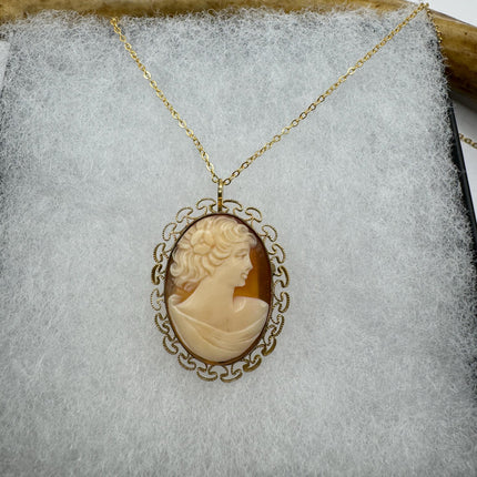 Vintage Cameo Gold Pendant Necklace | 12k GF Tiny Minimal Heart Love Delicate Gold Chain | Everyday Stacking Wedding Prom Jewelry