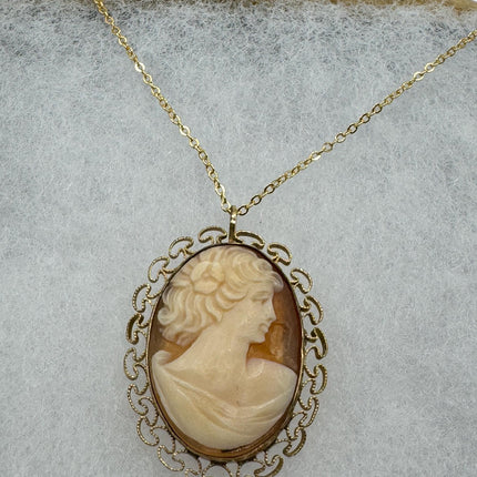 Vintage Cameo Gold Pendant Necklace | 12k GF Tiny Minimal Heart Love Delicate Gold Chain | Everyday Stacking Wedding Prom Jewelry