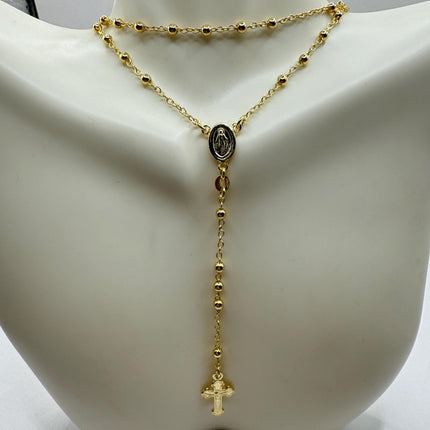 Vintage Gold Rosary | 925 Sterling Silver Gold Rosary Cross Crucifix Pendant Prayer Necklace Dainty Religious communion confirmation gift