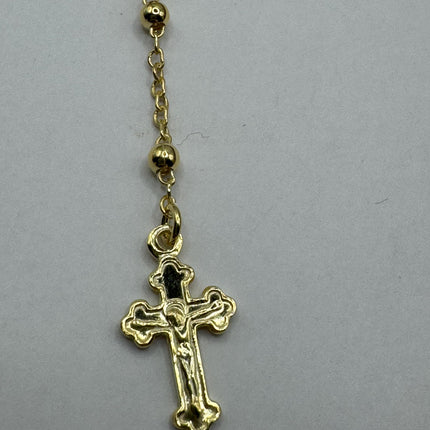 Vintage Gold Rosary | 925 Sterling Silver Gold Rosary Cross Crucifix Pendant Prayer Necklace Dainty Religious communion confirmation gift
