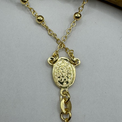 Vintage Gold Rosary | 925 Sterling Silver Gold Rosary Cross Crucifix Pendant Prayer Necklace Dainty Religious communion confirmation gift