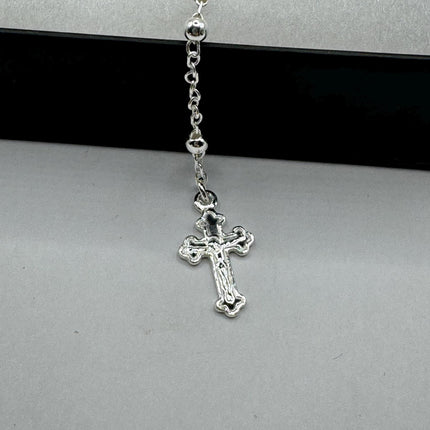 Vintage Rosary | 925 Sterling Silver Rosary Cross Crucifix Pendant Prayer Necklace Dainty Religious communion confirmation gift