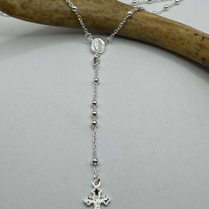 Vintage Rosary | 925 Sterling Silver Rosary Cross Crucifix Pendant Prayer Necklace Dainty Religious communion confirmation gift