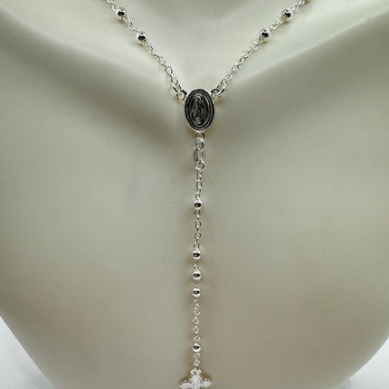 Vintage Rosary | 925 Sterling Silver Rosary Cross Crucifix Pendant Prayer Necklace Dainty Religious communion confirmation gift