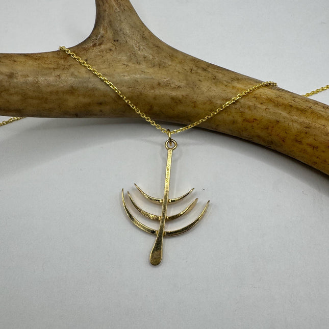vintage abstract fishbone Gold Filled Necklace - Everyday Simple Minimalist Jewelry