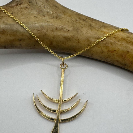 vintage abstract fishbone Gold Filled Necklace - Everyday Simple Minimalist Jewelry