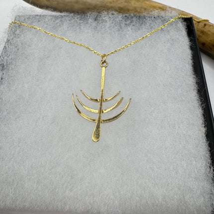 vintage abstract fishbone Gold Filled Necklace - Everyday Simple Minimalist Jewelry
