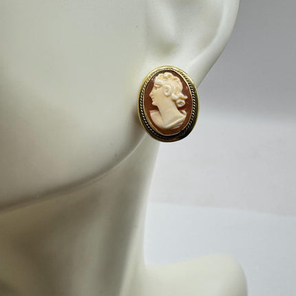 Vintage Cameo Gold Earrings 12k GF Tiny Love Delicate Gold Earrings Simple every day minimal