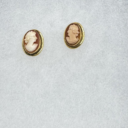 Vintage Cameo Gold Earrings 12k GF Tiny Love Delicate Gold Earrings Simple every day minimal