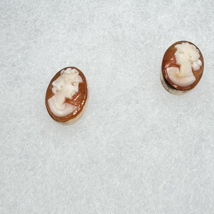 Vintage Cameo Gold Earrings 12k GF Tiny Love Delicate Gold Earrings Simple every day minimal
