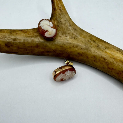 Vintage Cameo Gold Earrings 12k GF Tiny Love Delicate Gold Earrings Simple every day minimal