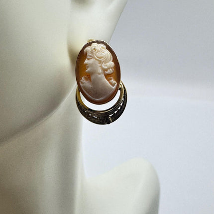 Vintage Cameo Gold Earrings 12k GF Tiny Love Delicate Gold Earrings Simple every day minimal