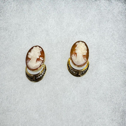 Vintage Cameo Gold Earrings 12k GF Tiny Love Delicate Gold Earrings Simple every day minimal