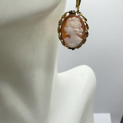Vintage Cameo Gold Leverback Earrings 12k GF Tiny Love Delicate Gold Earrings Simple every day minimal