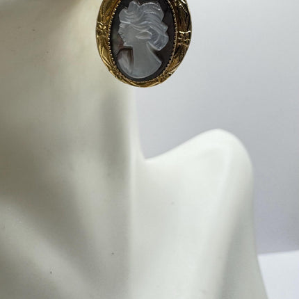 Vintage Cameo Abalone Gold Leverback Earrings 12k GF Tiny Love Delicate Gold Earrings Simple every day minimal
