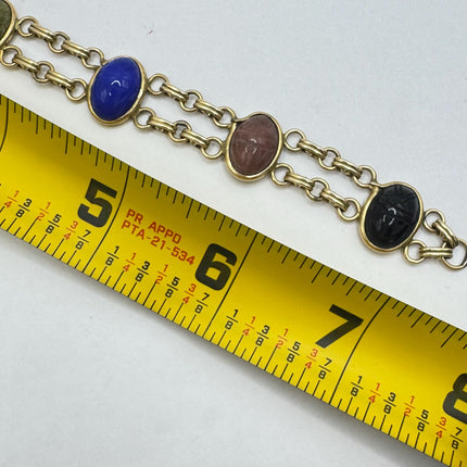 14k Gold Filled Vintage Scarab Onyx Tennis Bracelet - Everyday Stacking Bracelet