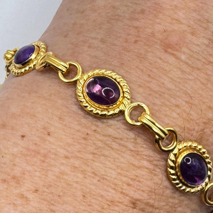 Vintage purple amethyst Bracelet 14k Gold Filled Bezel Minimal Simple Stacking Layered Everyday Bracelet