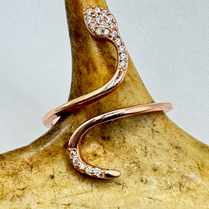 Adjustable Rose Gold Snake Ring - Serpent Thumb Band - Vintage 925 Sterling Silver | Unique Statement Gift