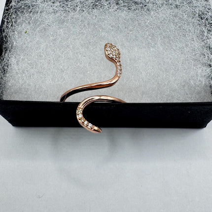 Adjustable Rose Gold Snake Ring - Serpent Thumb Band - Vintage 925 Sterling Silver | Unique Statement Gift