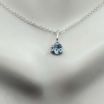 Vintage blue topaz dainty simple necklace 925 Sterling Silver Chain Necklace