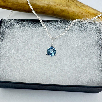 Vintage blue topaz dainty simple necklace 925 Sterling Silver Chain Necklace