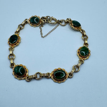 Vintage Green Jade 14k Gold-Filled Bracelet | Handcrafted Timeless Jewelry