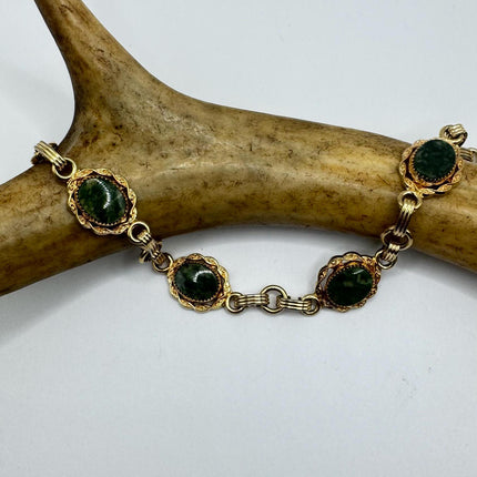 Vintage Green Jade 14k Gold-Filled Bracelet | Handcrafted Timeless Jewelry