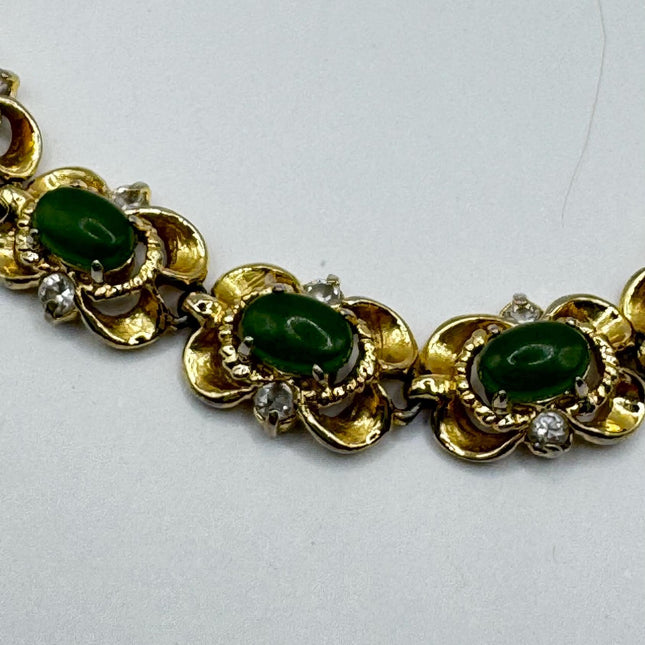 Vintage Green Jade 14k Gold Filled Bracelet - Minimal Everyday Layered Stacking - Dainty Simple Design