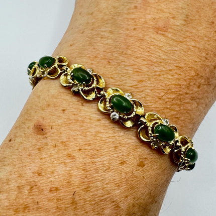 Vintage Green Jade 14k Gold Filled Bracelet - Minimal Everyday Layered Stacking - Dainty Simple Design
